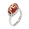 Oval Dyed & Heated Tibetan Style dZi  Natural Agate Adjustable Rings RJEW-C087-04P-04-3