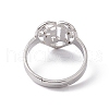 201 Stainless Steel Heart with Number 15 Adjustable Ring for Women RJEW-C045-12P-3