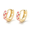 Tartan Pattern Enamel Chunky Hinged Huggie Hoop Earrings for Women EJEW-P196-22G-02-1