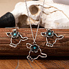 Cattle Head Alloy & Synthetic Turquoise Pendant Necklaces & Dangle Earrings Sets FS-WG21DDF-01-1