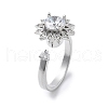 Sunflower Rotatable Open Cuff Rings for Women RJEW-S402-13P-1