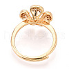 Flower Brass Micro Pave Clear Cubic Zirconia Adjustable Ring Settings KK-T076-25G-3
