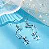 Non-Tarnish Hollow Star and Moon 304 Stainless Steel Dangle Earrings EJEW-JE05311-02-3