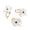 Lampwork Oval with Evil Eye Open Cuff Ring RJEW-I086-13G-04-2