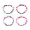 4Pcs 4 Color Handmade Polymer Clay Disc Surfer Bracelets Set BJEW-JB08799-1