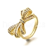 Rack Plating Brass Micro Pave Clear Cubic Zirconia Cuff Finger Rings for Women RJEW-M028-31G-03-2