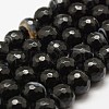 Faceted Natural Black Agate Beads Strands G-F447-6mm-H05-1