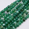 Round Dyed Natural Striped Agate/Banded Agate Beads Strands G-G582-8mm-02-1
