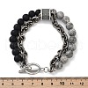Natural Round Picasso Stone & Frosted Black Bead Bracelets BJEW-M081-01A-3