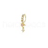 Brass Plum Cubic Zirconia Hoop Nose Rings with Heart Charms WG038B1-01-2