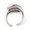 Eco-Friendly Brass Micro Pave Clear Cubic Zirconia Open Cuff Ring for Women RJEW-A025-04P-01-3