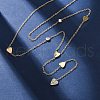 304 Stainless Steel Crystal Rhinestone Heart Lariat Necklaces NJEW-R026-10G-1