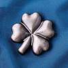 Natural Silver Obsidian Carved Clover Figurines Statues for Home Office Tabletop Feng Shui Ornament DJEW-G044-01D-1