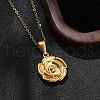 304 Stainless Steel Rose Pendant Necklaces for Women NJEW-S439-01A-G-3