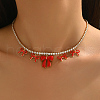 Elegant Brass Pave Clear Cubic Zirconia Tennis Chain 5 Bowknot Pendant Bib Necklaces for Women JW2692-1