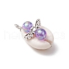 Natural Cowrie Shell & Transparent Acrylic Angel Pendants PALLOY-JF03815-02-4