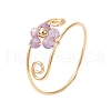 7Pcs Copper Wire Wrapped Gemstone Faceted Round Bead Finger Rings for Women RJEW-JR00896-4