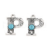 Synthetic Turquoise & Alloy Pendants PALLOY-H146-01AS-P-1