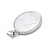 Brass Pave Carved Natural White Shell Religion Oval Pendants KK-D367-04P-D-2