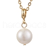 Mother's Day Jewellery Round Natural Freshwater Pearl Pendant Necklaces X-NJEW-JN05137-2