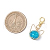 Cat Head Copper Wire Wrapped Glass Bead Pendant Decorations HJEW-JM03236-4