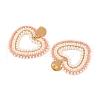 PVD Vacuum Plating 304 Stainless Steel Heart Dangle Stud Earrings EJEW-U017-02G-2