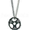 Fitness Barbell Alloy Black Enamel Pendant Necklaces for Men FS-WG955E3-01-4