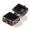 Carved Cuboid Rack Plating Brass Prayer Box Pendants KK-L101-16R-NF-5