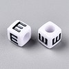 Large Hole Acrylic Letter European Beads SACR-Q103-6mm-01E-2