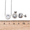 Flat Round 304 Stainless Steel Cubic Zirconia Pendant Necklaces & Bracelets & Stud Earrings Sets for Women SJEW-C004-19P-6