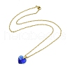 Heart Glass Pendant Necklaces NJEW-K117-01G-3