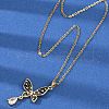 Butterfly Brass Micro Pave Cubic Zirconia Pendant Neckalces for Women NJEW-C076-03G-2