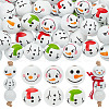   60Pcs 6 Styles Round Christmas Snowman Print Wood European Beads WOOD-PH0002-98-1