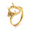 Rack Plating Oval Brass Micro Pave Cubic Zirconia Adjustable Ring Components KK-Q819-02G-1