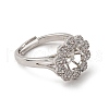 Flower Brass Micro Pave Clear Cubic Zirconia Cuff Ring Settings KK-D378-32P-3
