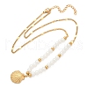 304 Stainless Steel Sea Animal Pendant Plastic Imitation Pearl Beaded Necklaces for Women NJEW-U048-02B-G-4