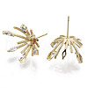 Brass Micro Pave Cubic Zirconia Stud Earring Findings X-KK-N233-045-NF-2