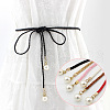 Imitation Leather Braided Belly Belt with Plastic Imitation Pearl Round Bead WG11EBA-03-2