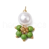 5Pcs 5 Colors ABS Plastic Imitation Pearl Round & Dyed Synthetic Turquoise Tassel Pendants PALLOY-JF03515-2