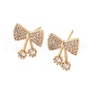 Brass Micro Pave Clear Cubic Zirconia Stud Earrings for Women EJEW-G428-26G-03-4