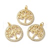 Rack Plating Brass Micro Pave Clear Cubic Zirconia Pendants KK-F853-09G-3