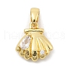 Rack Plating Leaf Brass Clear Cubic Zirconia Pendants KK-S407-13G-G-1