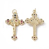 Brass Colorful Cubic Zirconia Pendants KK-E068-VA020-2-1