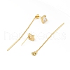 Clear Cubic Zirconia Rhombus with Tassel Front Back Stud Earrings EJEW-B013-14-2