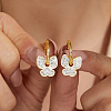 Stainless Steel Rhinestone Butterfly Hoop Earrings BU9649-2