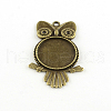 Owl Tibetan Style Alloy Big Pendant Rhinestone & Cabochon Settings TIBE-S297-07AB-FF-1