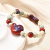 Handmade Porcelain Beads & Synthetic Howlite Beads Stretch Bracelets for Women BJEW-D307-01A-5
