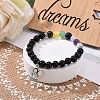 Natural Obsidian & Mixed Stone Round Beads Stretch Bracelet BJEW-JB07060-4