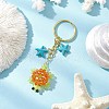 Glass and Synthetic Turquoise Turtle keychains KEYC-MZ00040-01-1
