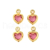 Heart Rack Plating Brass Glass Pendants X-KK-S385-01G-03-1